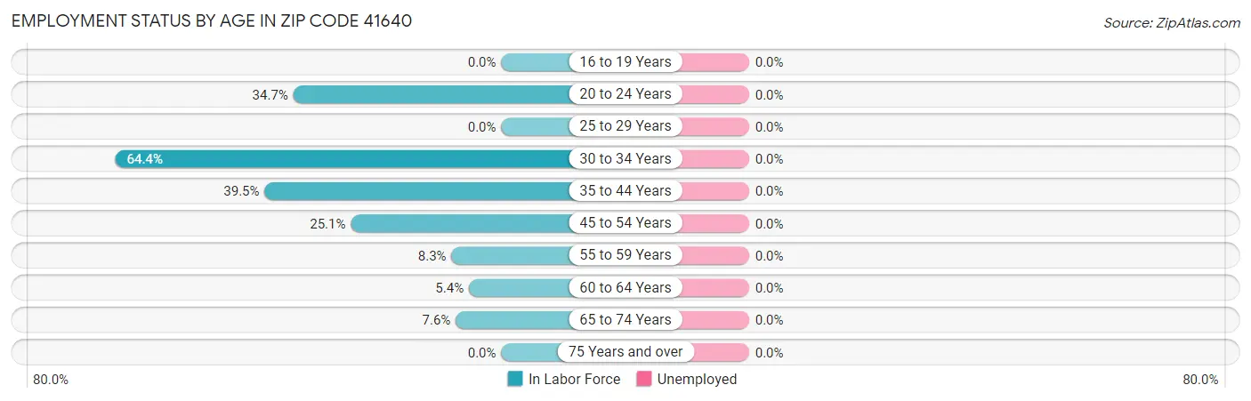 Employment Status by Age in Zip Code 41640