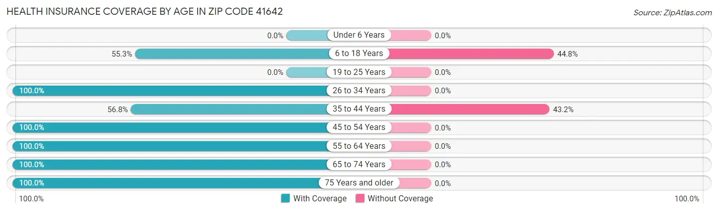 Health Insurance Coverage by Age in Zip Code 41642