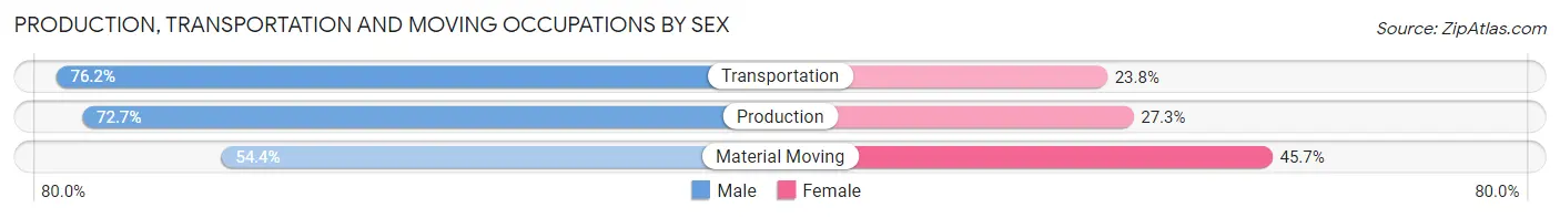 Production, Transportation and Moving Occupations by Sex in Zip Code 41649