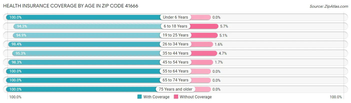 Health Insurance Coverage by Age in Zip Code 41666