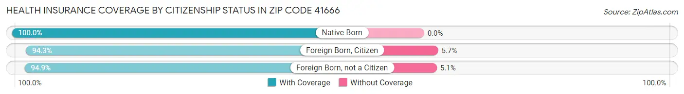 Health Insurance Coverage by Citizenship Status in Zip Code 41666