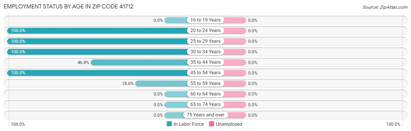 Employment Status by Age in Zip Code 41712