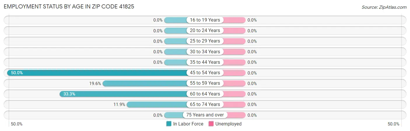 Employment Status by Age in Zip Code 41825