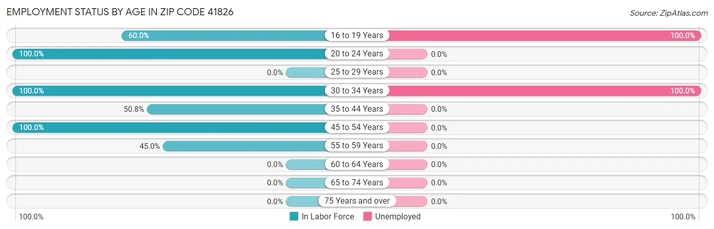 Employment Status by Age in Zip Code 41826