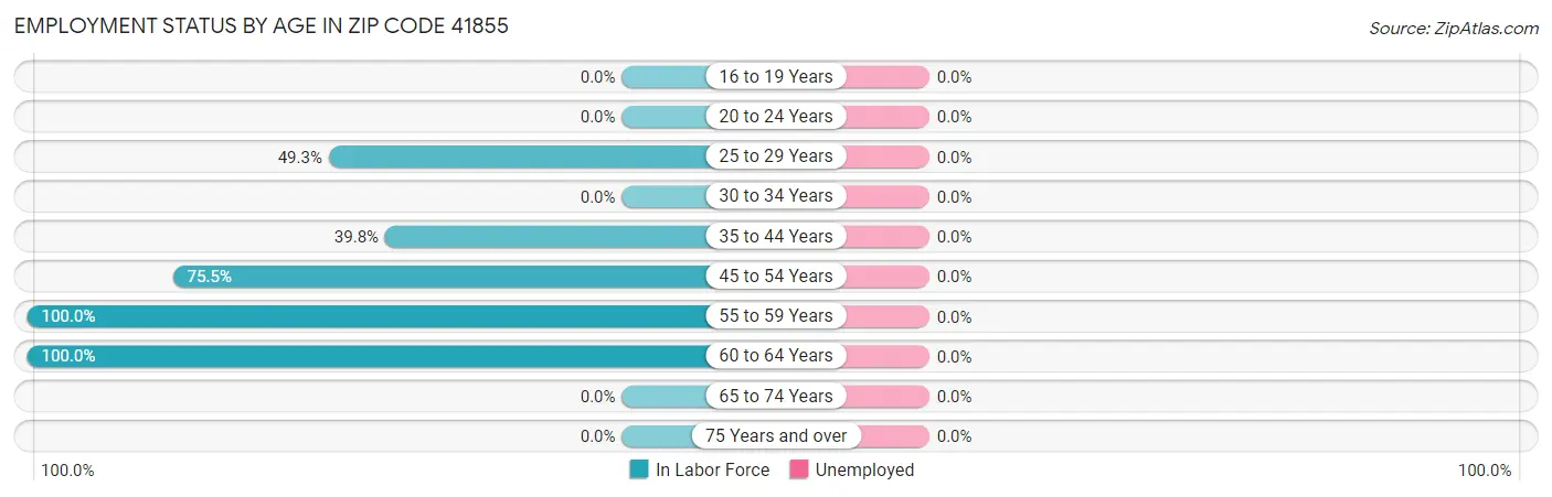 Employment Status by Age in Zip Code 41855