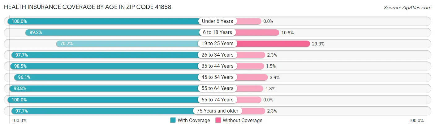 Health Insurance Coverage by Age in Zip Code 41858