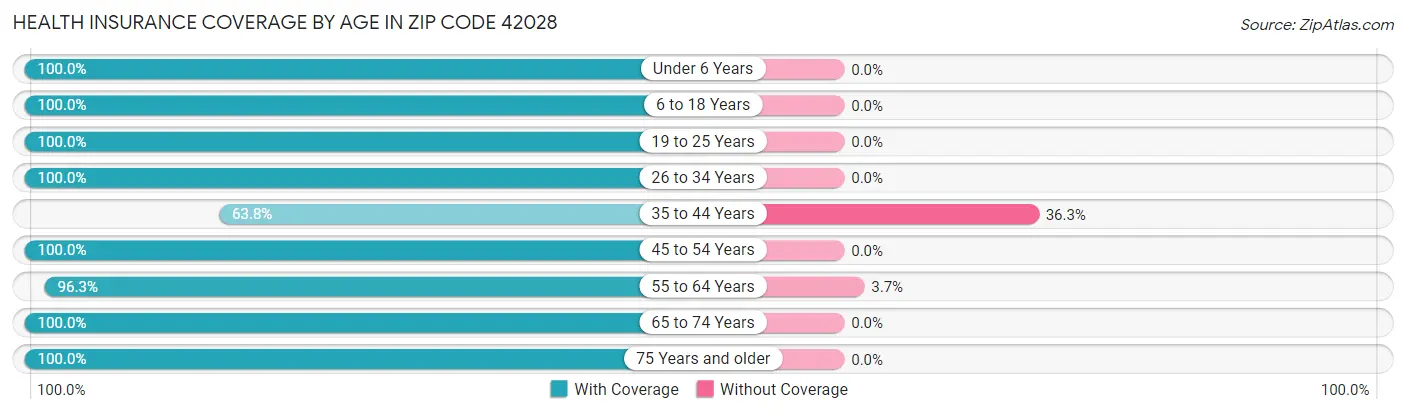 Health Insurance Coverage by Age in Zip Code 42028