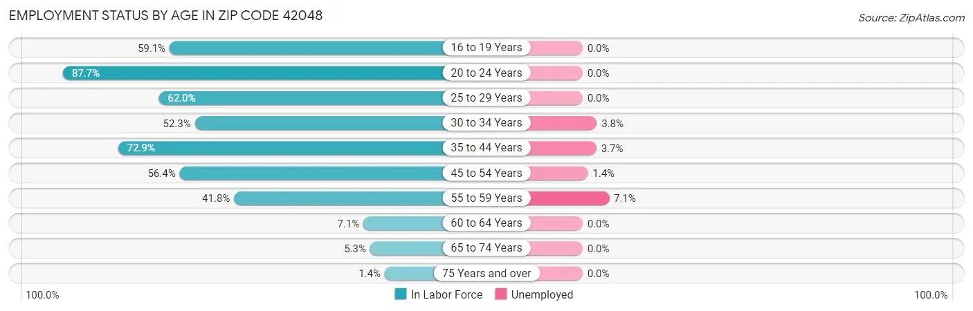 Employment Status by Age in Zip Code 42048