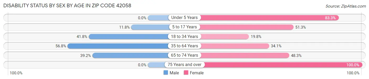 Disability Status by Sex by Age in Zip Code 42058