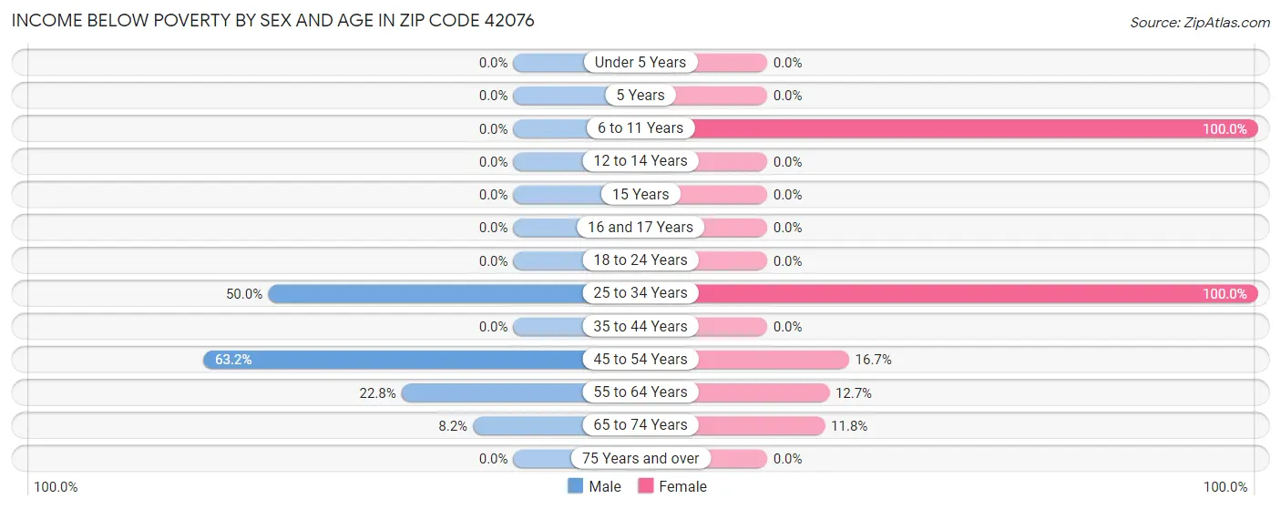 Income Below Poverty by Sex and Age in Zip Code 42076