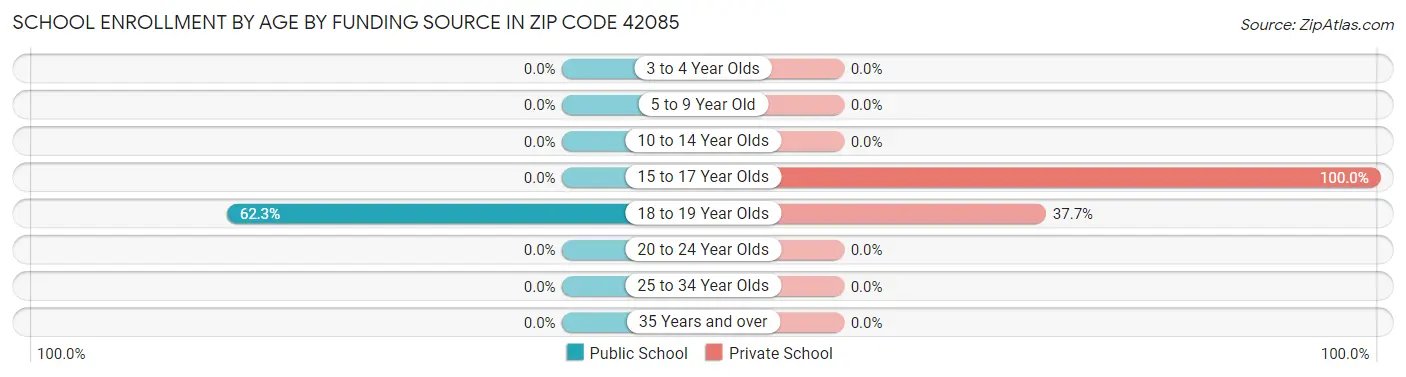 School Enrollment by Age by Funding Source in Zip Code 42085