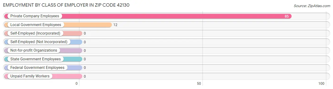 Employment by Class of Employer in Zip Code 42130