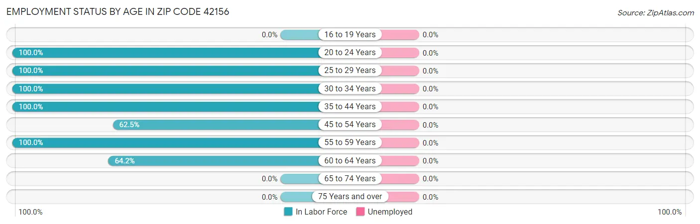 Employment Status by Age in Zip Code 42156