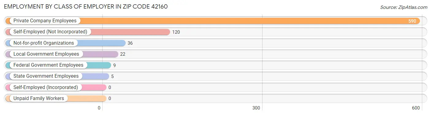 Employment by Class of Employer in Zip Code 42160