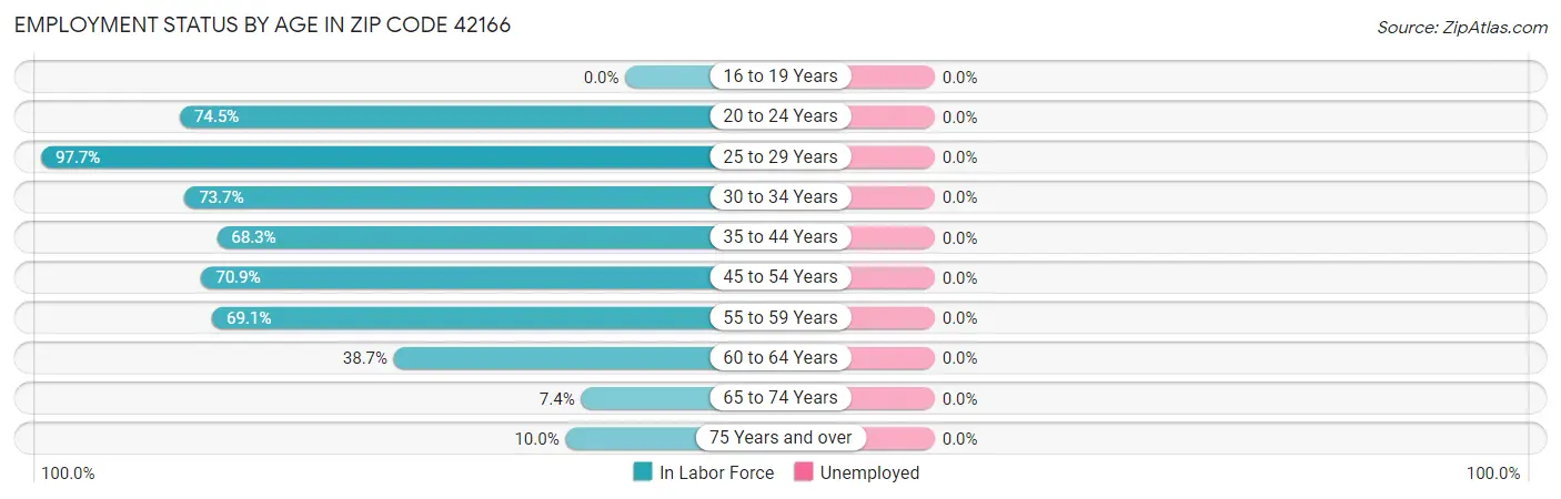 Employment Status by Age in Zip Code 42166