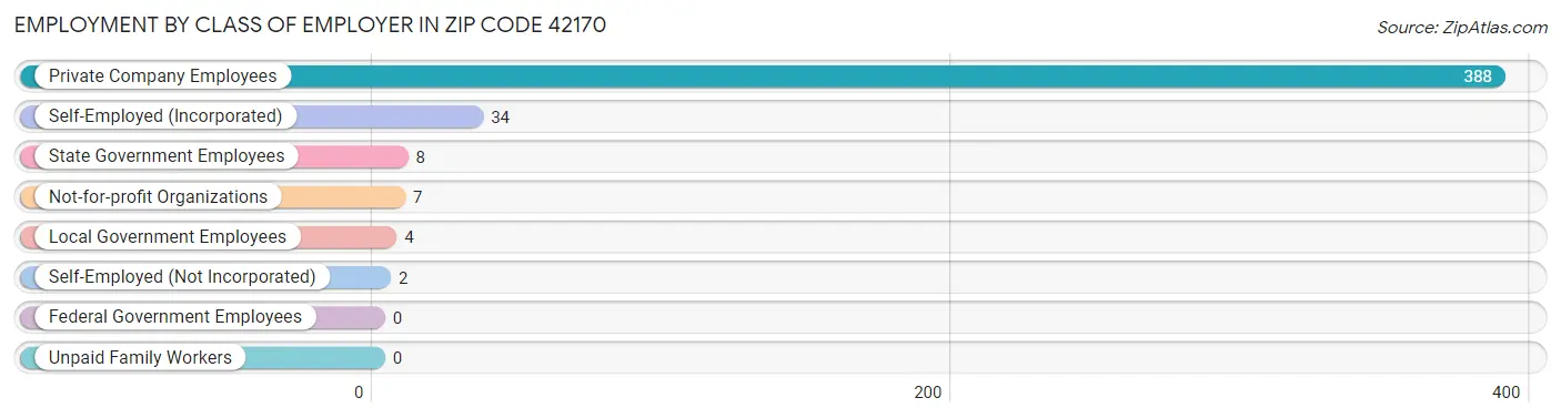 Employment by Class of Employer in Zip Code 42170