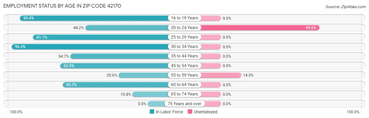 Employment Status by Age in Zip Code 42170