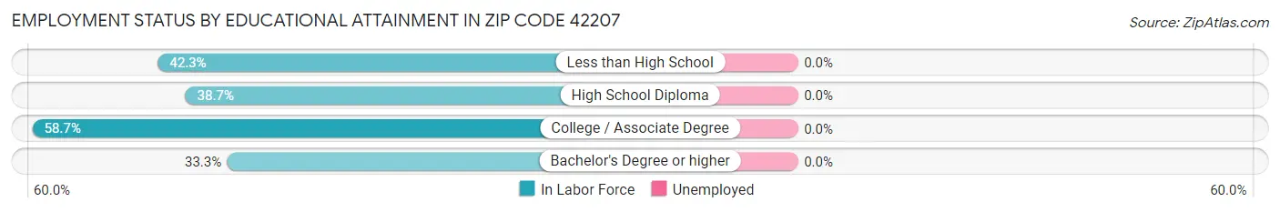 Employment Status by Educational Attainment in Zip Code 42207