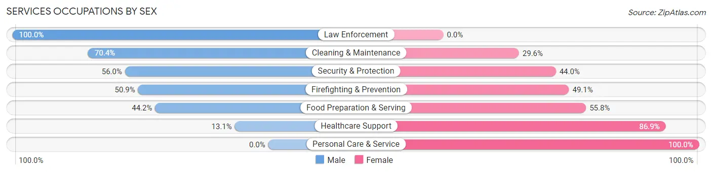 Services Occupations by Sex in Zip Code 42320