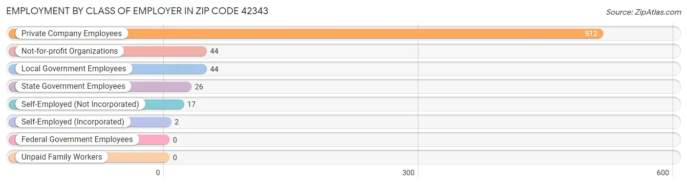 Employment by Class of Employer in Zip Code 42343