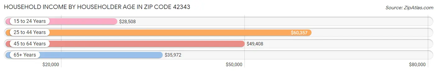 Household Income by Householder Age in Zip Code 42343