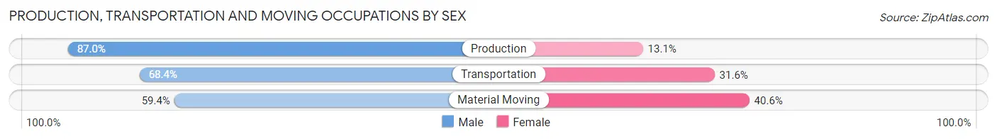 Production, Transportation and Moving Occupations by Sex in Zip Code 42348