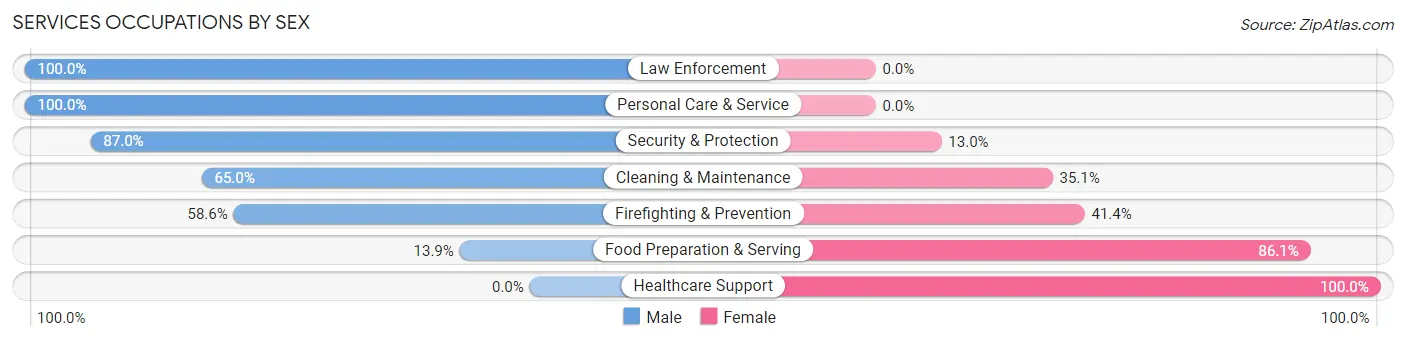 Services Occupations by Sex in Zip Code 42348