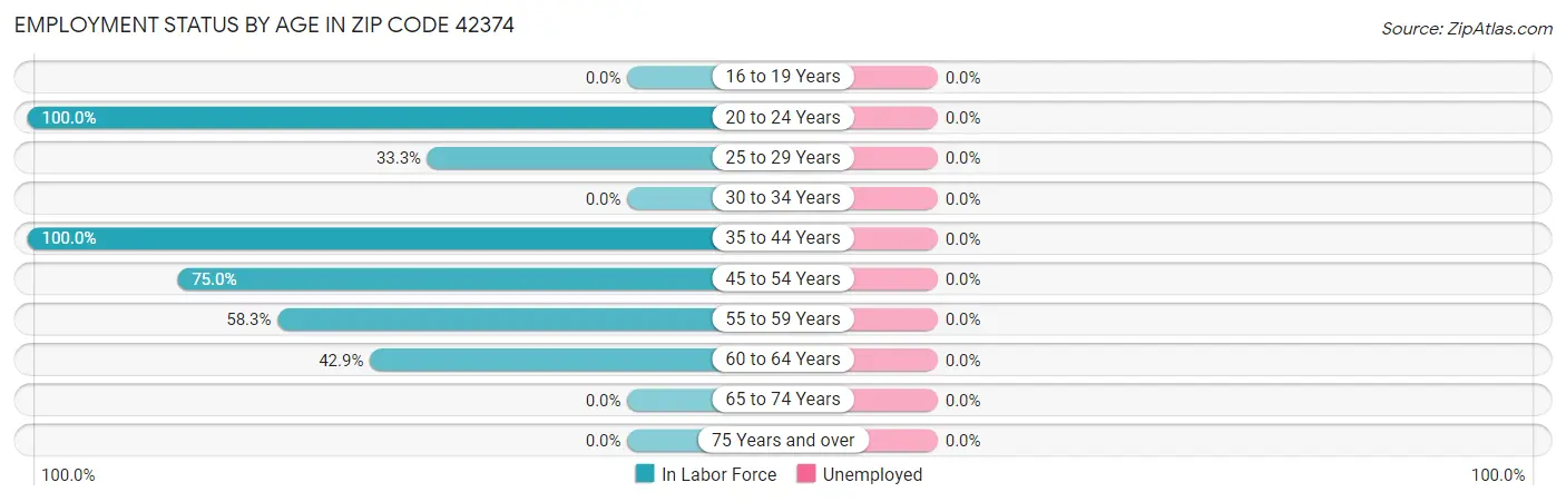 Employment Status by Age in Zip Code 42374