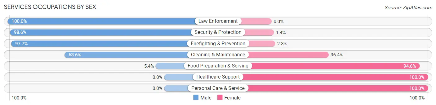 Services Occupations by Sex in Zip Code 42411