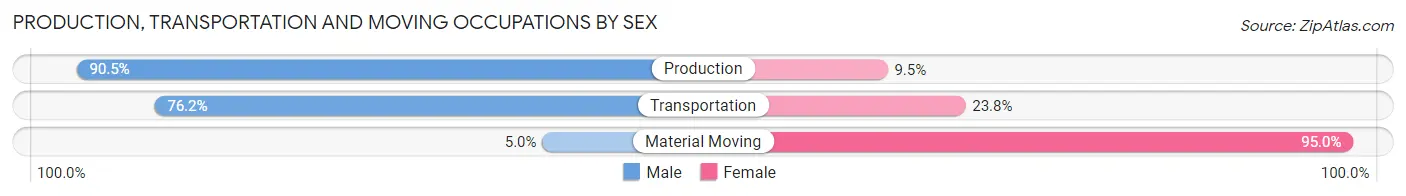 Production, Transportation and Moving Occupations by Sex in Zip Code 42453