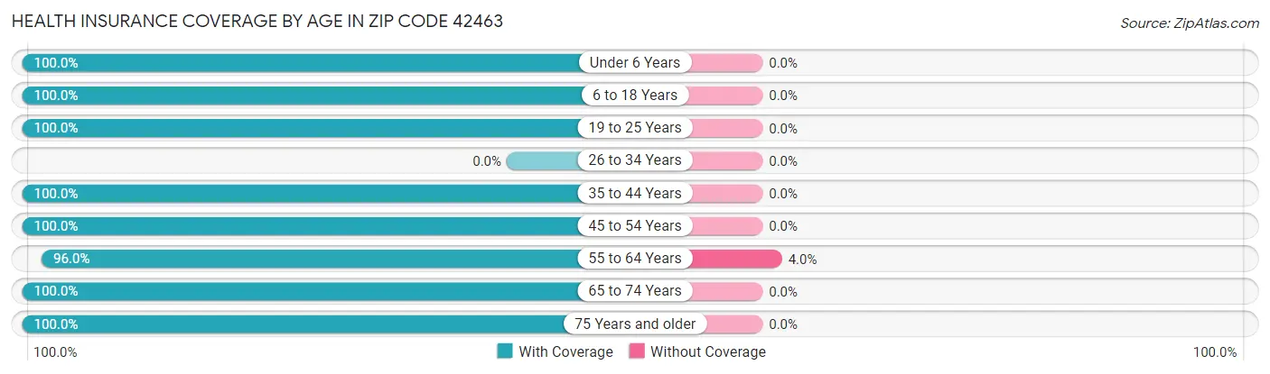 Health Insurance Coverage by Age in Zip Code 42463
