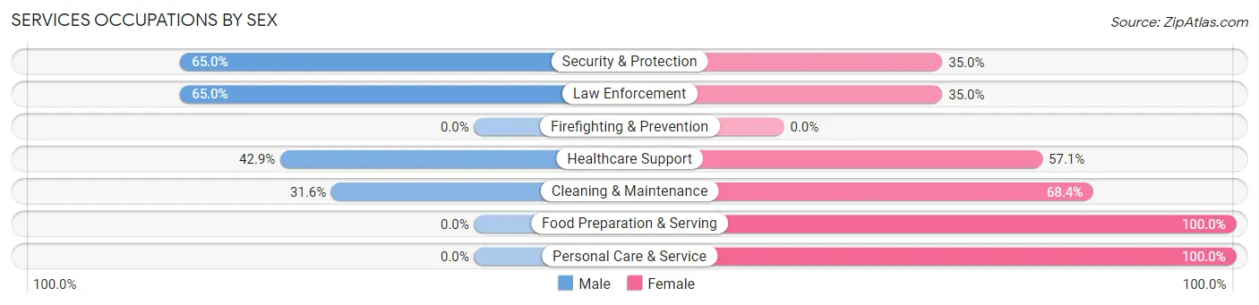 Services Occupations by Sex in Zip Code 42464