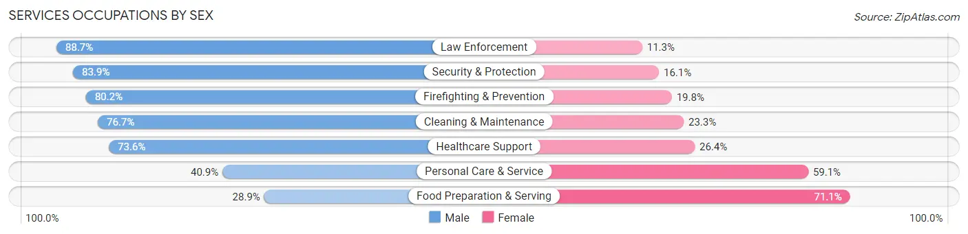 Services Occupations by Sex in Zip Code 42544