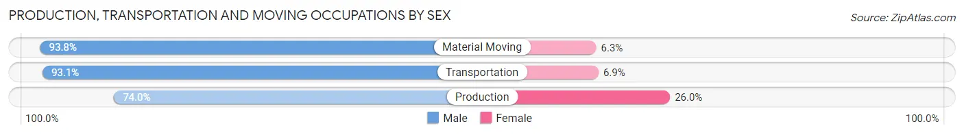 Production, Transportation and Moving Occupations by Sex in Zip Code 42553