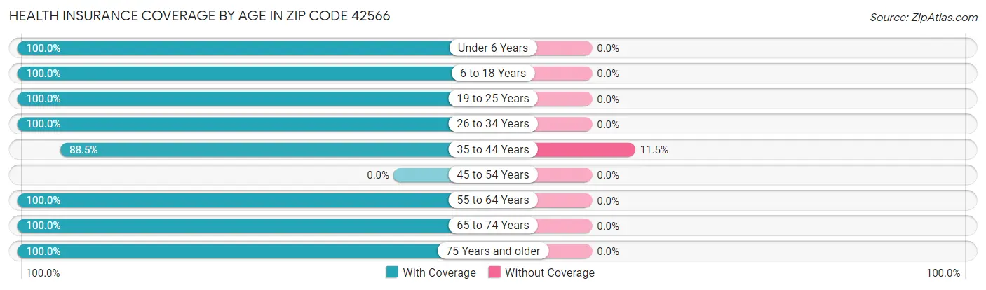Health Insurance Coverage by Age in Zip Code 42566