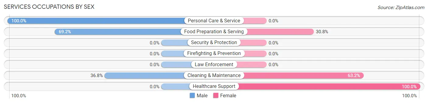 Services Occupations by Sex in Zip Code 42713