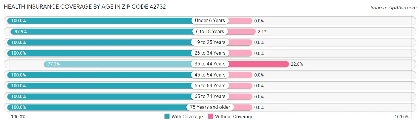 Health Insurance Coverage by Age in Zip Code 42732