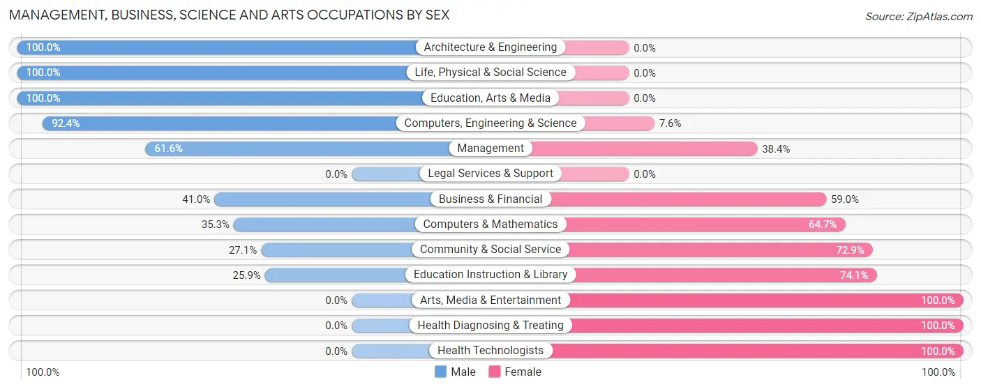 Management, Business, Science and Arts Occupations by Sex in Zip Code 42784