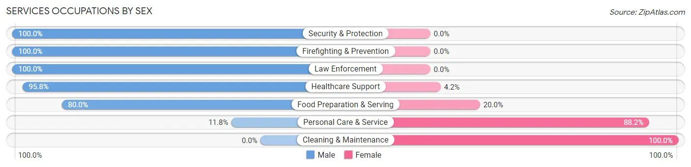Services Occupations by Sex in Zip Code 43022