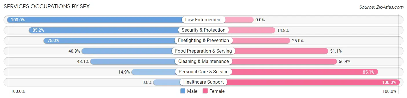 Services Occupations by Sex in Zip Code 43060