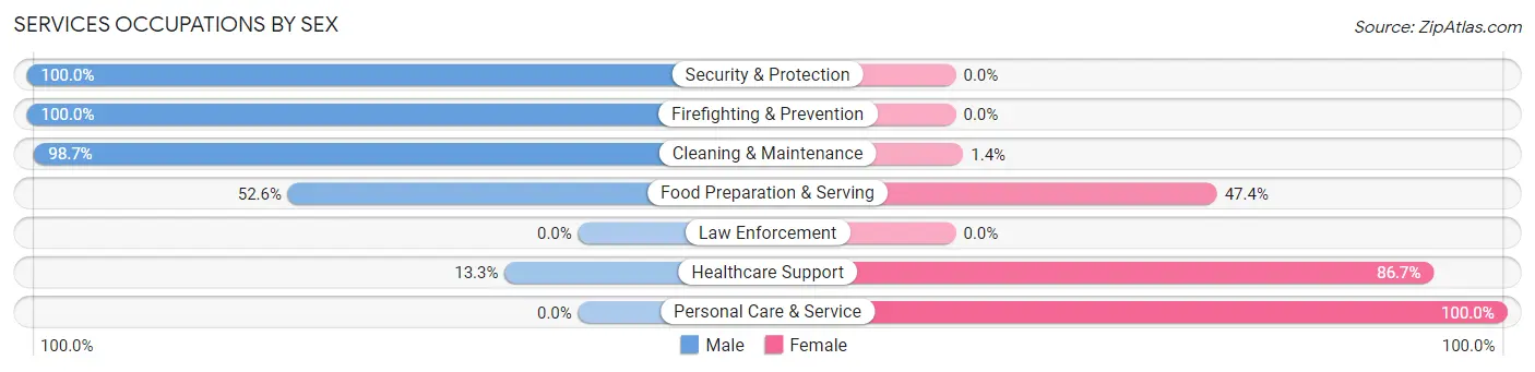 Services Occupations by Sex in Zip Code 43061