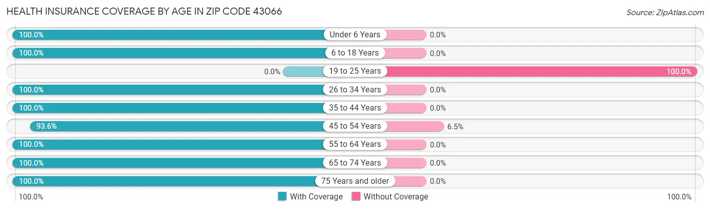 Health Insurance Coverage by Age in Zip Code 43066