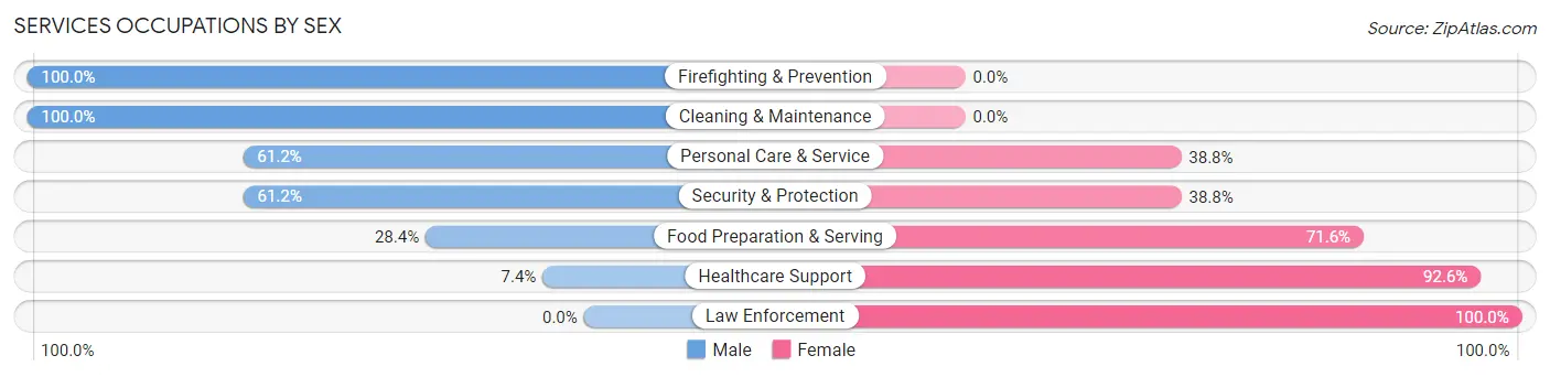 Services Occupations by Sex in Zip Code 43072