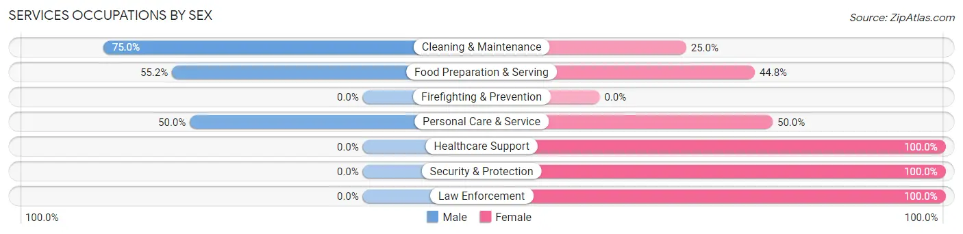 Services Occupations by Sex in Zip Code 43106