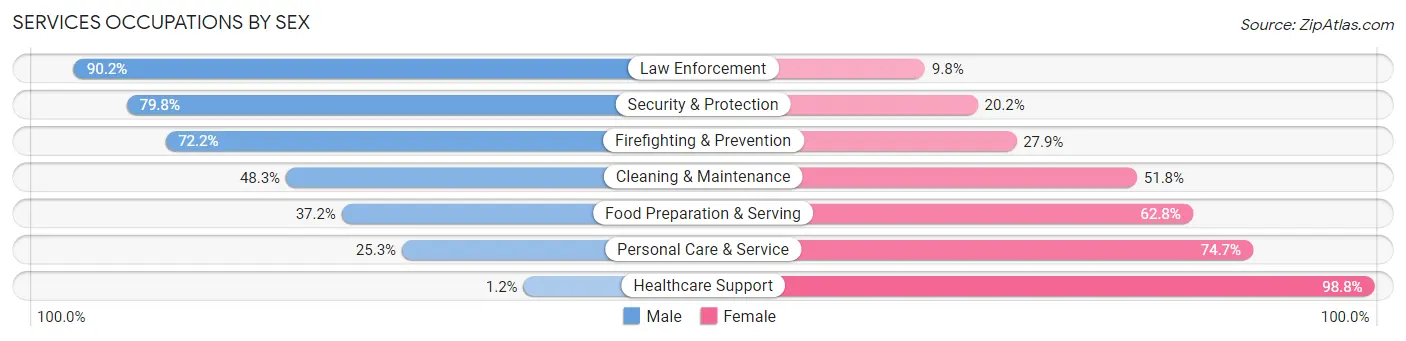 Services Occupations by Sex in Zip Code 43119