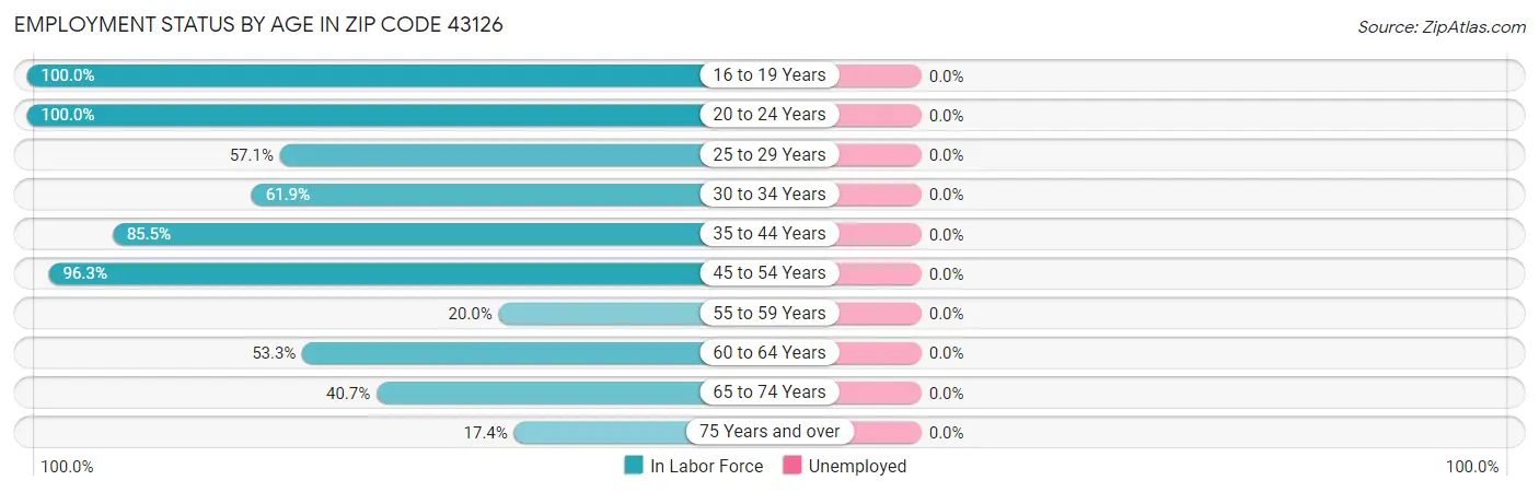 Employment Status by Age in Zip Code 43126