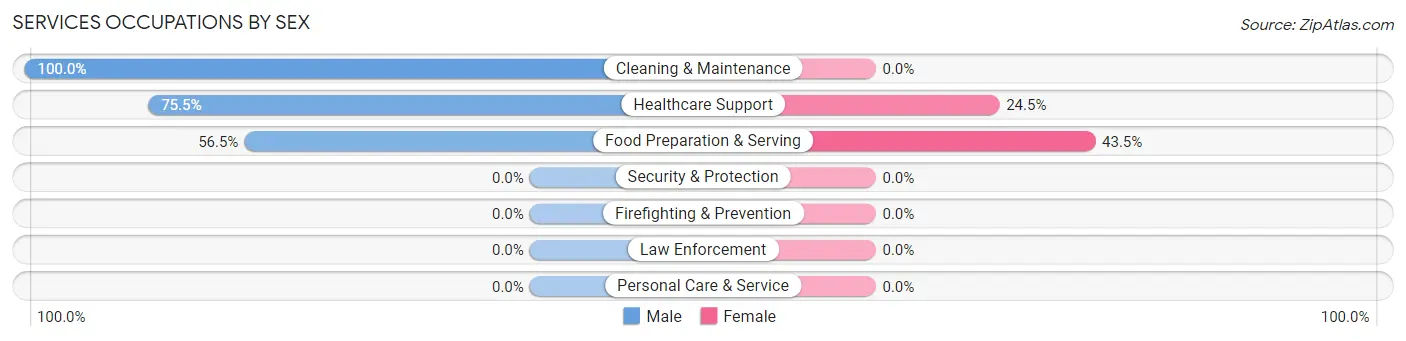 Services Occupations by Sex in Zip Code 43152
