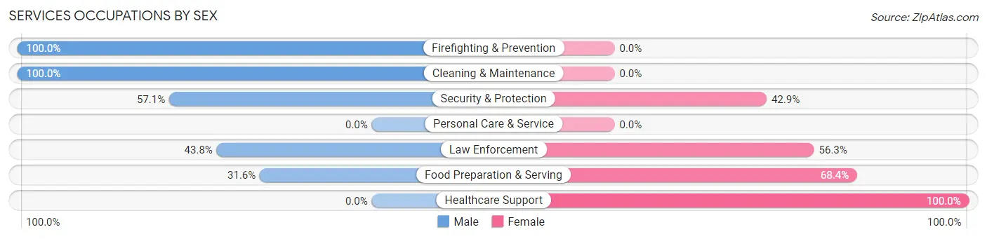 Services Occupations by Sex in Zip Code 43153