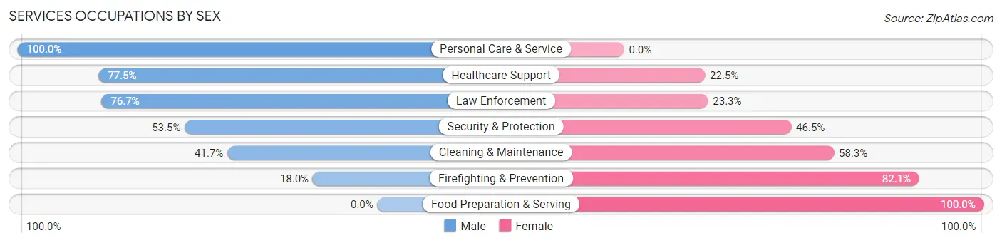 Services Occupations by Sex in Zip Code 43155
