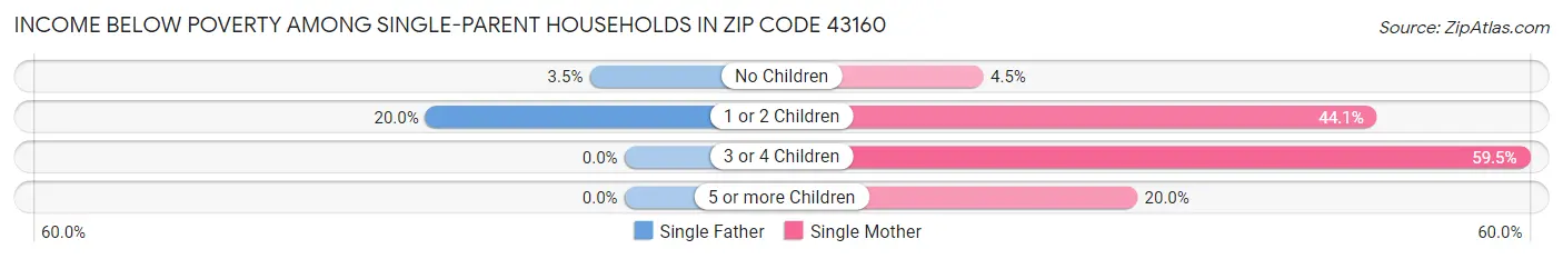 Income Below Poverty Among Single-Parent Households in Zip Code 43160